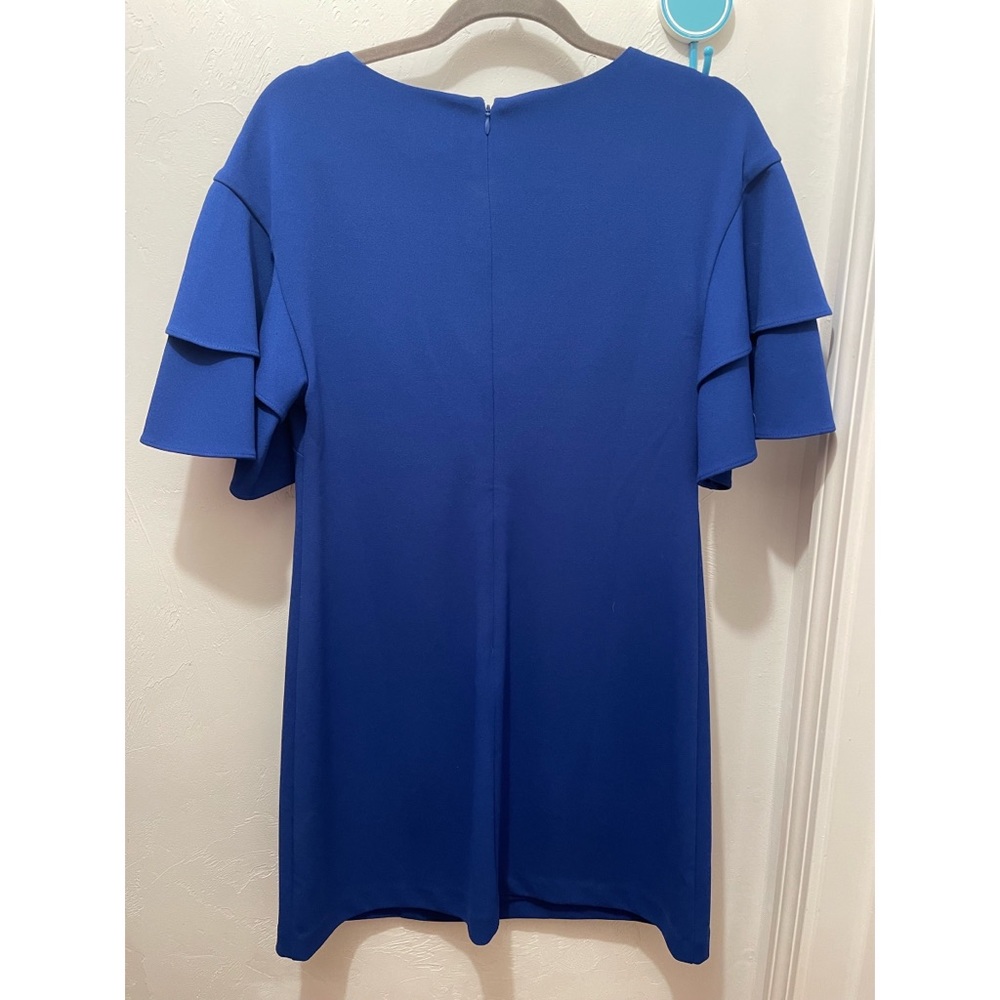 Vince Camuto Solid Cobalt Blue V Neck Ruffle Slee… - image 2